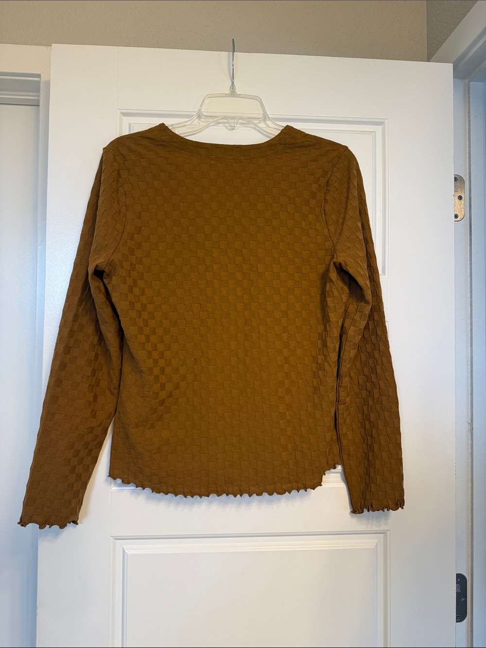 Madewell Checker Knit Button-Front Cardigan - Caramel Brown - Picture 4 of 5